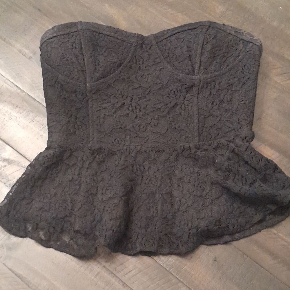 Black lace tube top zipper in back forever 21 size large lace